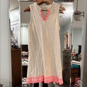 Crescent - Cream Dress with Hot Pink Trim